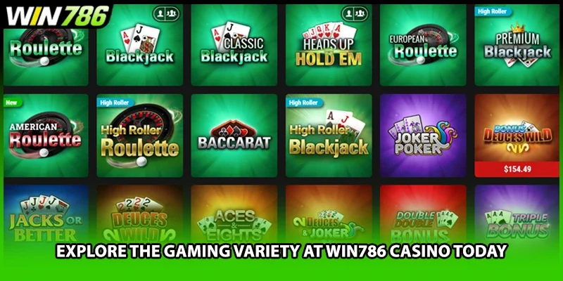 Explore the gaming variety at WIN786 casino today