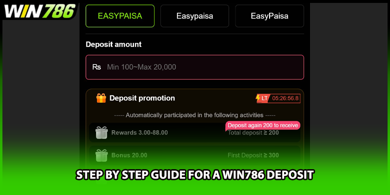 Step by step guide for a WIN786 deposit